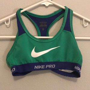 Nike Pro Blue and Green Sports Bra